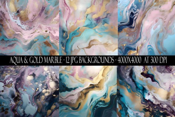 Aqua and Gold Marble Backgrounds: Elevate Your Brand Aesthetic