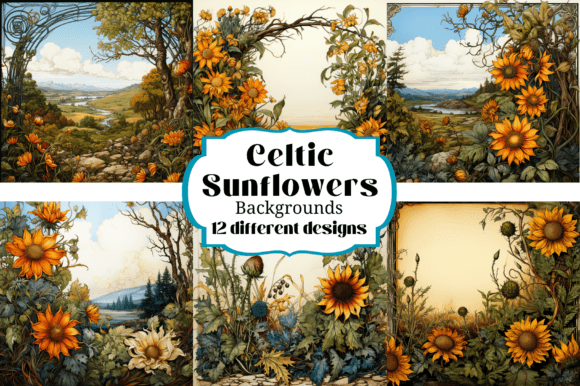 Celtic Sunflowers Backgrounds Papers: Infusing Projects with Organic Warmth