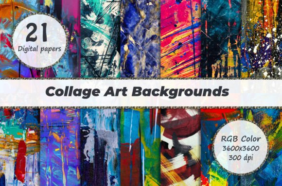 Collage Art Backgrounds: 21 Digital Papers for Creative Design
