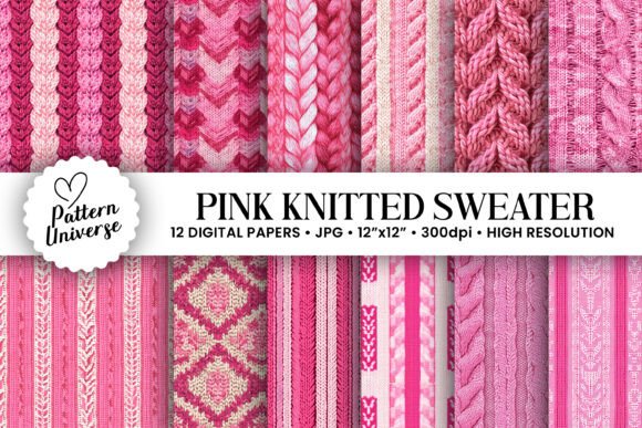 Cozy & Creative: Pink Knitted Sweater Seamless Patterns