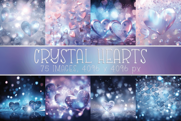 Crystal Heart Backgrounds: A Collection of 75 Digital Papers