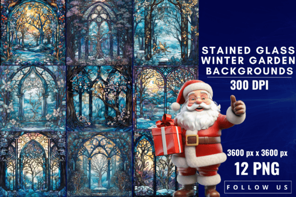 Enchanting Stained Glass Winter Garden Backgrounds
