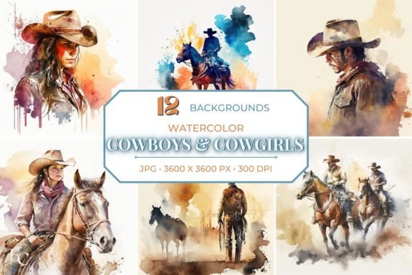 Lasso Your Creativity: Watercolor Cowboy & Cowgirl Backgrounds