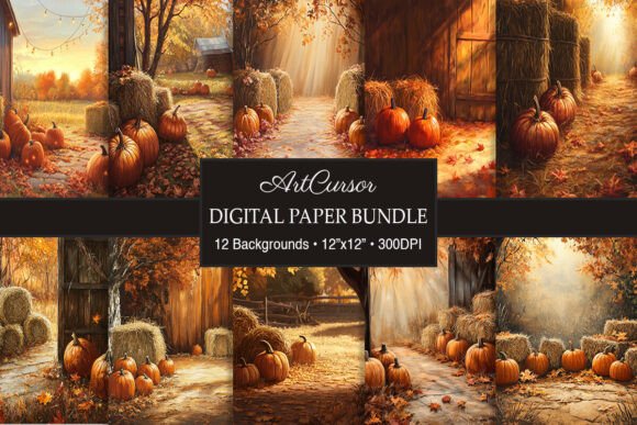 Rustic Autumn Pumpkin Scene Backgrounds for Creative Projects