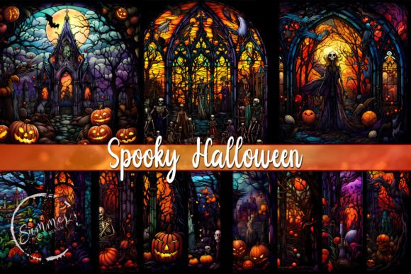 Stained Glass Halloween Backgrounds for Creative Projects